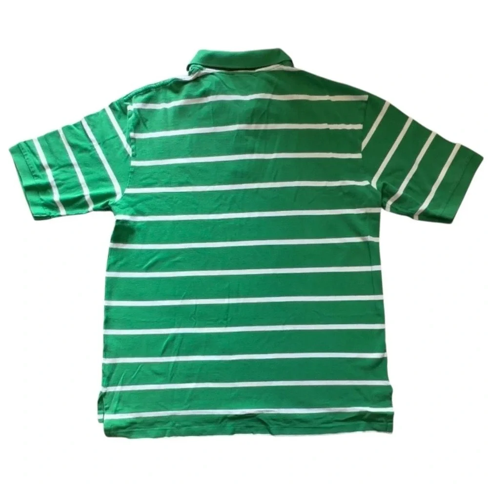 Polo Ralph Lauren Mens Green White Striped Short Sleeve Polo Shirt LT Tall
